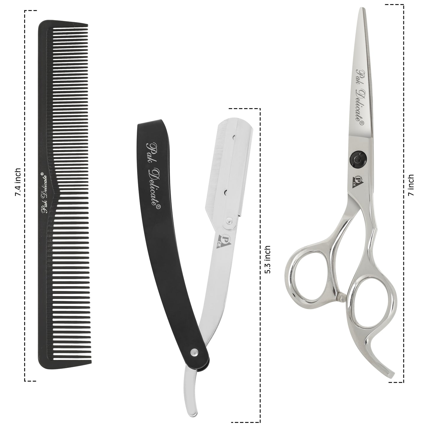 Premium 3-in-1 Barber Grooming Kit – Professional Razor, Scissors & Comb Set