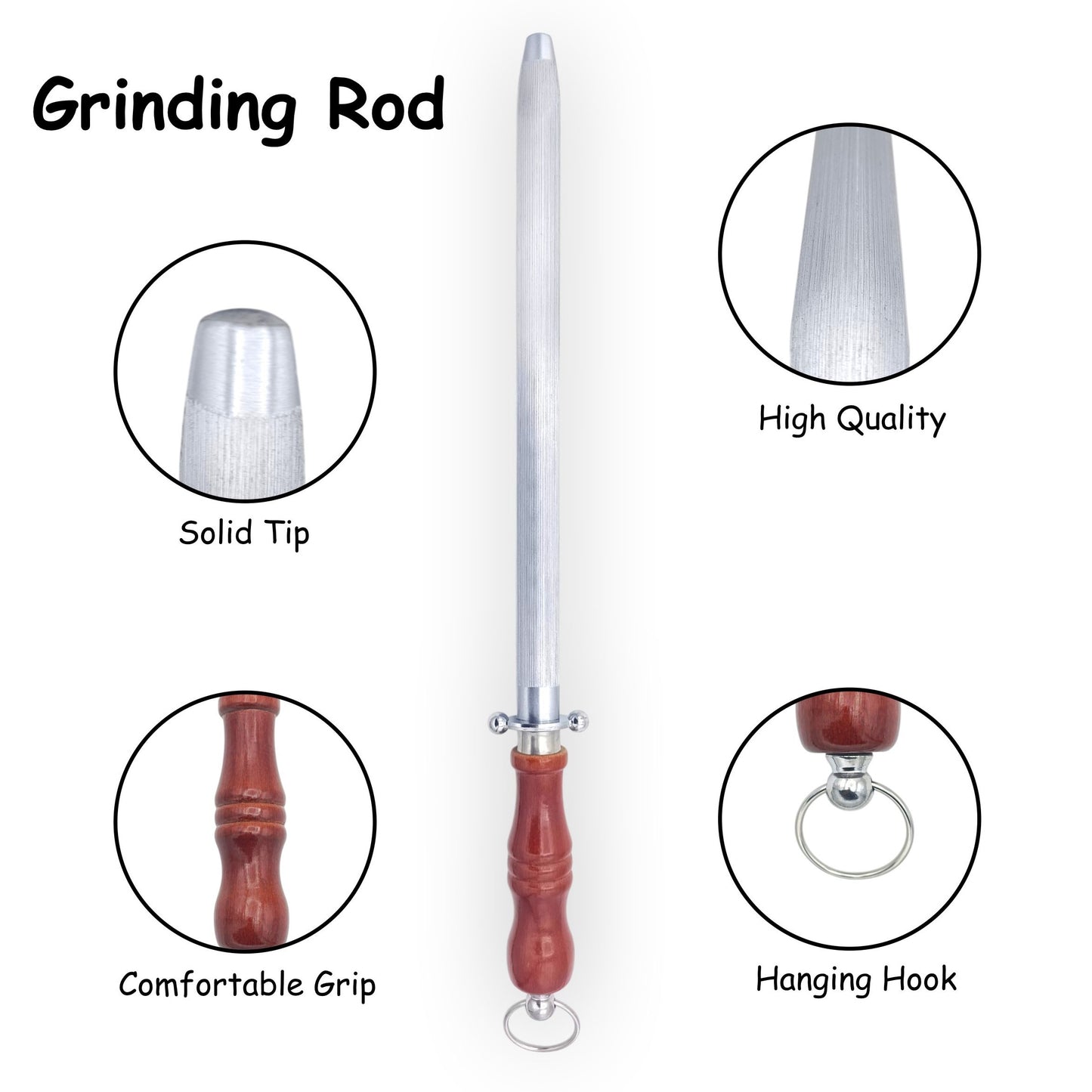 Professional Knives Sharpening Rod (Wood-301)