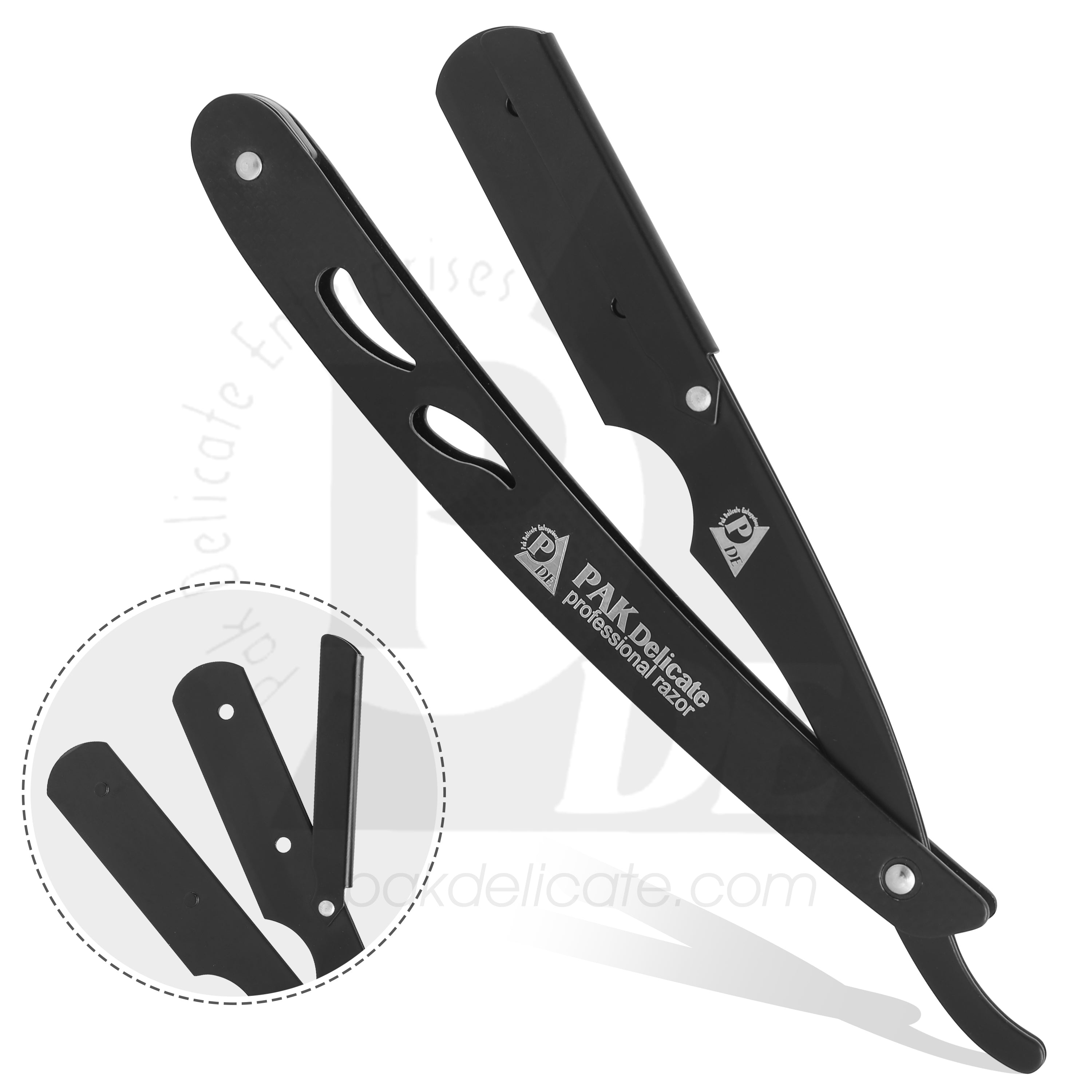Full Black Stainless Steel Professional Barber Straight Edge Razor ...