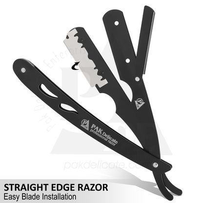 Full Black Stainless Steel Professional Barber Straight Edge Razor