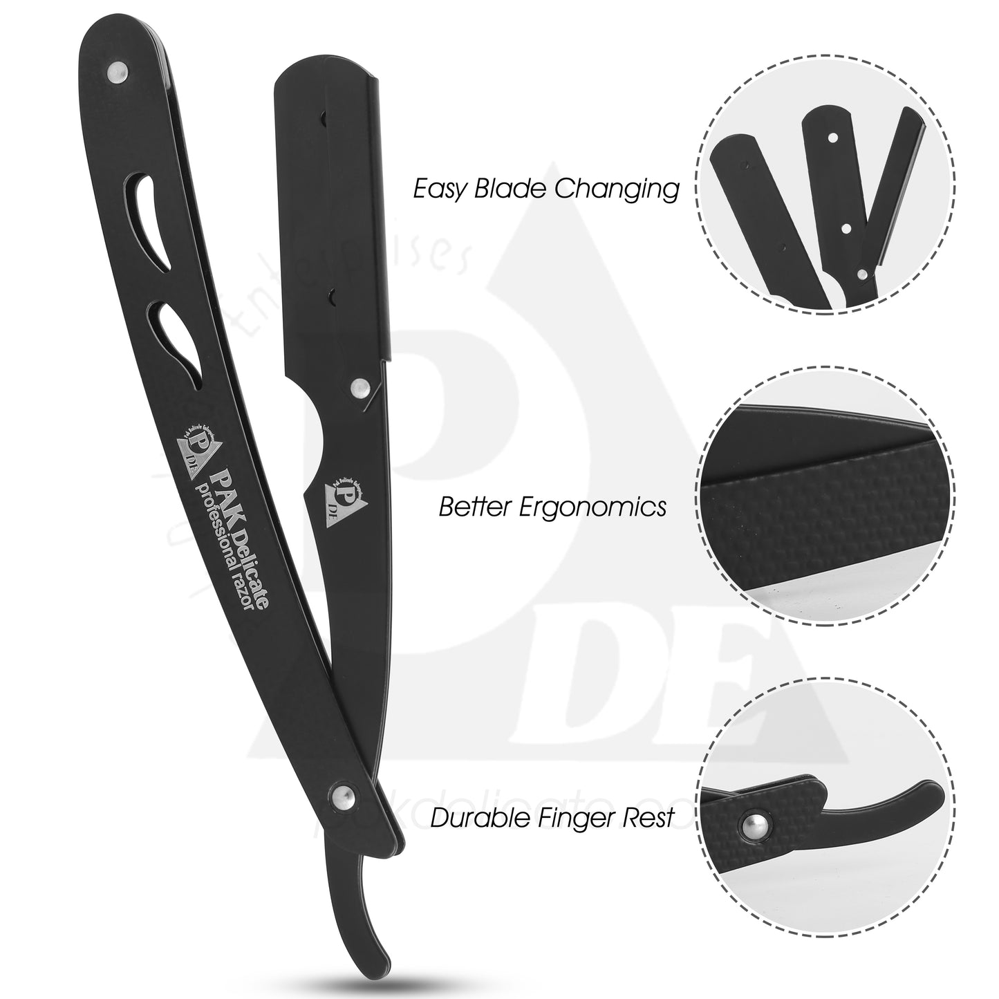 Full Black Stainless Steel Professional Barber Straight Edge Razor